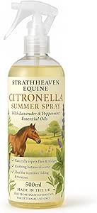 Stratheaven Equine Citronella Summer Spray for Horses – 500ml Natural Insect Repellent with Lavender & Peppermint – Fly & Midge Protection – Gentle Botanical Formula – Soft Spray Trigger – Made in UK