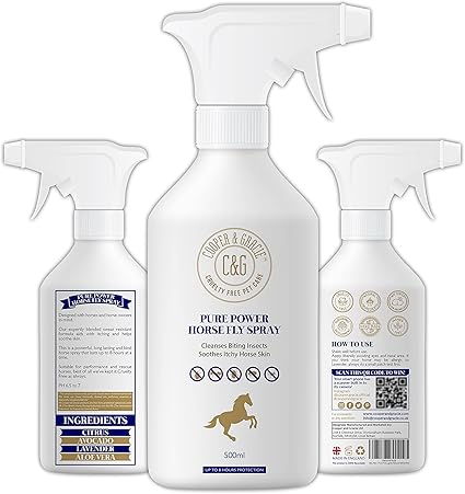 Pure Power Horse Fly Spray 500ml – 8-Hour Sweat-Resistant Citronella Spray by Cooper and Gracie | Soothes Itchy Skin, Hydrates & Repels Biting Insects | Organic & Natural