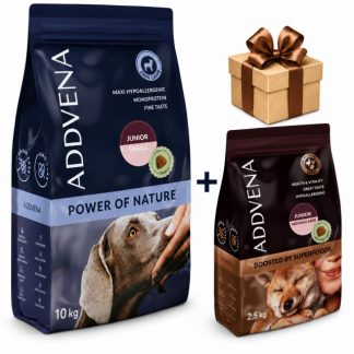 ADDVENA Power of Nature Junior Small 10 кг + БЕСПЛАТНО! Обогащен суперфудами Junior Medium/Large 2,5 кг