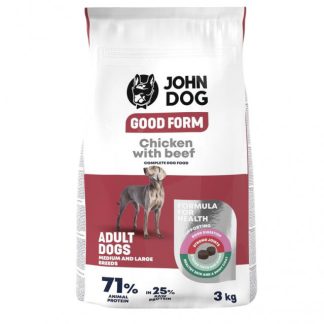Сухой корм для собак JOHN DOG Good Form для средних и крупных пород, с курицей и говядиной, 3 кг.