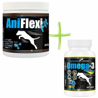 GAME DOG AniFlexi Fit V2 - добавки для собак - 300 г + GAME DOG Omega-3 - добавки для собак - 60 таблеток