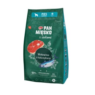 PAN MĘSKO с травами, говядиной и тунцом S - сухой корм для собак - 9 кг