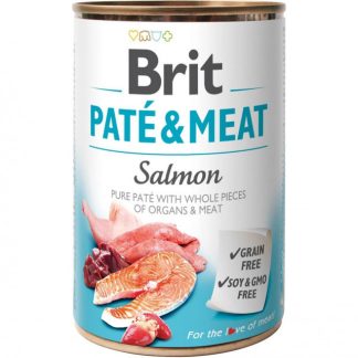 Влажный корм для собак BRIT PATÉ & MEAT с лососем - банка - 400 г