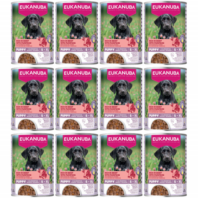 Влажный корм для щенков EUKANUBA Life Care с говядиной и тыквой - 12 x 400 г