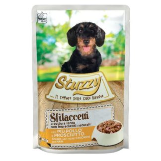Влажный корм для собак STUZZY Sfilaccetti с курицей и ветчиной - 100 г