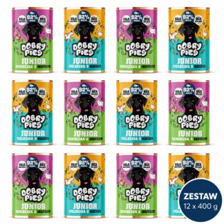 Влажный корм для собак DOBRY DOG Junior Mix 2 вкуса – 12 x 400 г