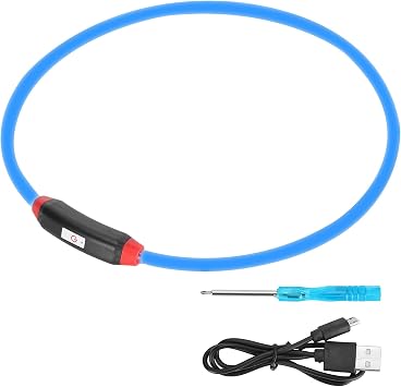 Светодиодный ожерелье для домашних животных, перезаряжаемое через USB, из пластика, с возможностью персонализации, устойчивое к проливанию жидкости, длина 70 см, высокая видимость, идеально подходит для вечерних прогулок и развлечений.