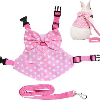 Одежда Lapin Tenue регулируемая для животных | Harnais anti-fuite pour petitchat avec cordon de Traction et nœud decoratif Pour lapin, Furet, Bébé Chat, écureuil,