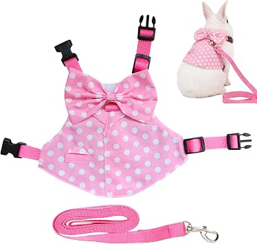 Одежда Lapin Tenue регулируемая для животных | Harnais anti-fuite pour petitchat avec cordon de Traction et nœud decoratif Pour lapin, Furet, Bébé Chat, écureuil,