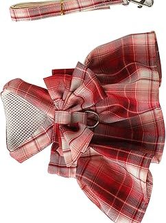 Cryfokt Robe Harnais pour Animaux de Compagnie, Jolie Robe Respirante с Nœud Papillon et Laisse pour Chiot, pour Fête de Mariage (M)