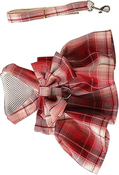 Cryfokt Robe Harnais pour Animaux de Compagnie, Jolie Robe Respirante с Nœud Papillon et Laisse pour Chiot, pour Fête de Mariage (L)