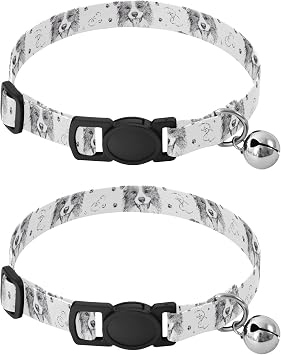 Лот из 2 колье для Animaux de Compagnie - Noir et blanc - Clochette Avec - Réglable de от 26 до 43 см