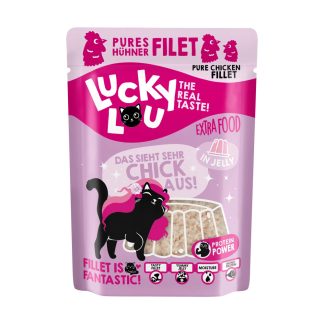 Lucky Lou 70 г куриного филе в желе, мясное филе для привередливых кошек.