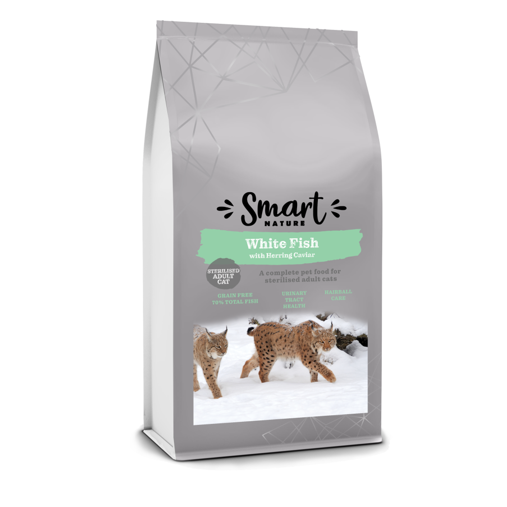 Smart Nature Holistic Sterilized Cat Skin 300g Рыбный беззерновой корм для кошек, 70% рыбы и икры, красивая шерсть и кожа, здоровая мочевыводящая система