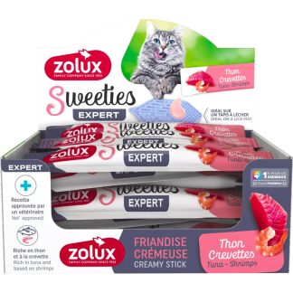Лакомство для кошек ZOLUX SWEETIES со сливочным вкусом, тунцом и креветками, 14 г.